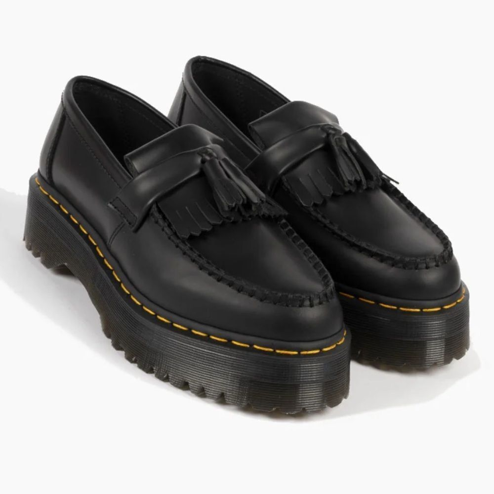 Dr. Martens Adrian Quad Black Smooth Tassel Slip-On Loafers